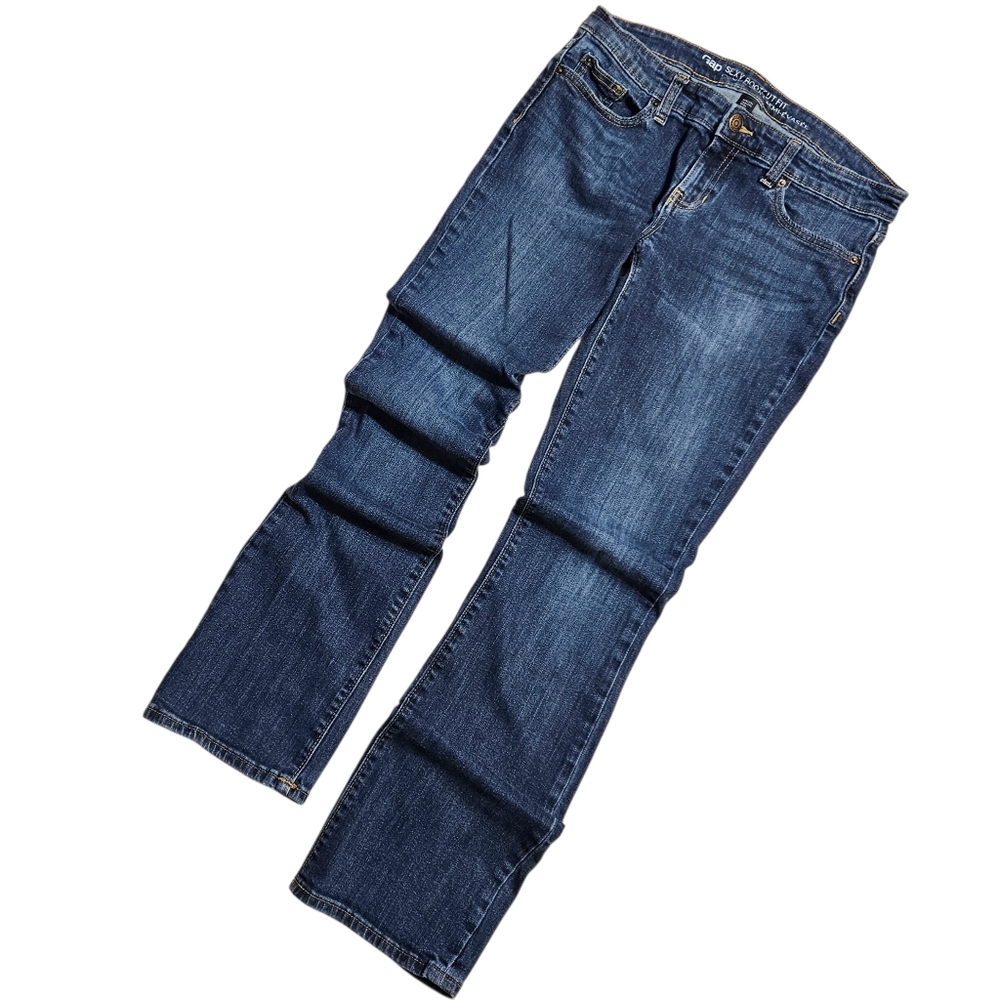 Gap Sexy Bootcut Dark Blue Wash Stretch Denim Jeans Size 4/27R - Picture 1 of 5